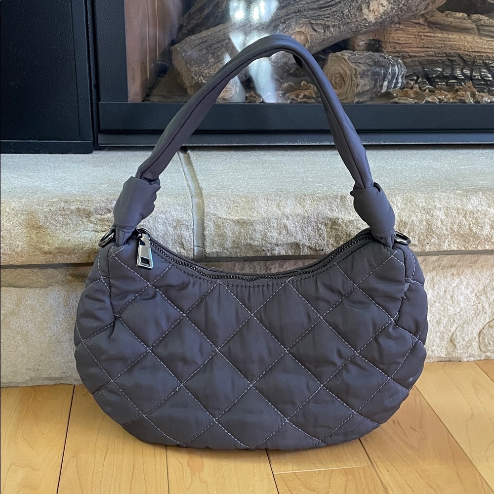 INC CONCEPTS Quilted dark gray Hobo Bag purse